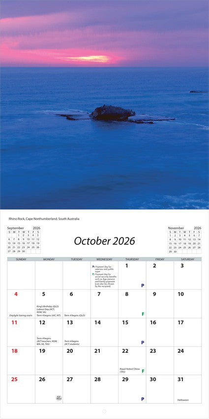 2026 Australian Seascapes Square Wall Calendar