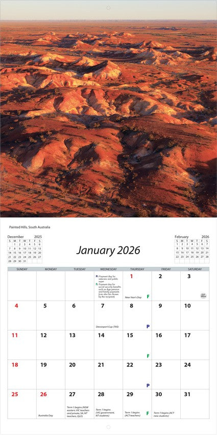 2026 Australian Wonders Square Wall Calendar