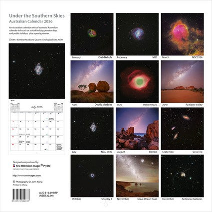 2026 Under the Southern Skies Sqaure Wall Calendar