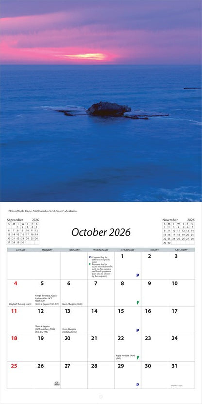 2026 Australian Seascapes Square Wall Calendar
