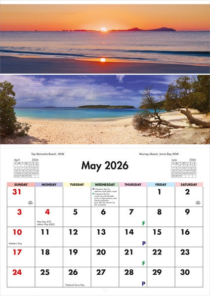 2026 Australian Beaches Wall Calendar