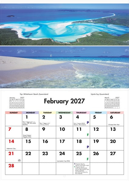 2027 Australian Beaches Wall Calendar