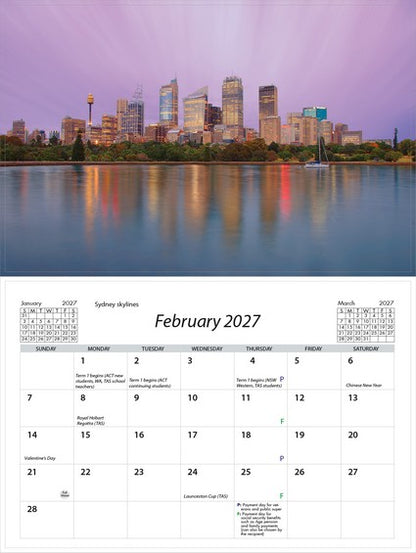 2027 Sydney Harbour Desktop Calendar