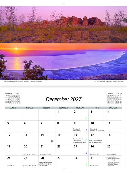 2027 Australia Panorama Large Wall Spiral Bound Calendar