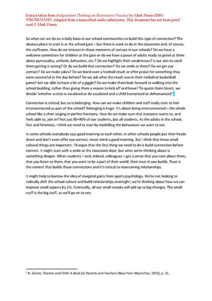 Independent Thinking on Restorative Practice