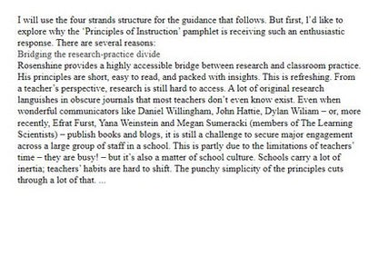 Rosenshine's Principles in Action